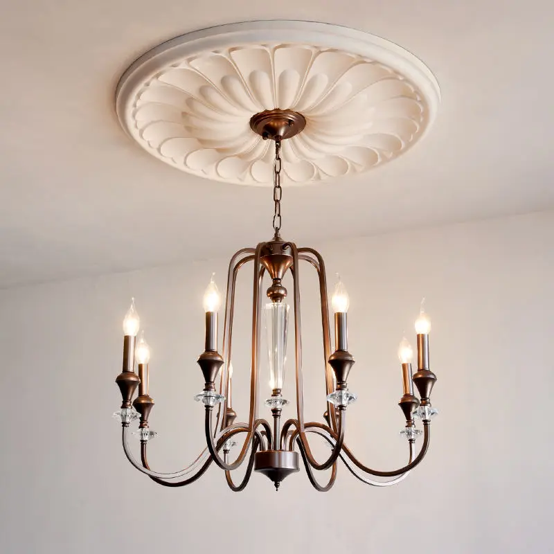 Home Decor Pendant Lamp Modern LED Iron Crystal Romantic Banquet Hall Villa Candle Middle Dimmable Ceiling Chandelier Li — view 6