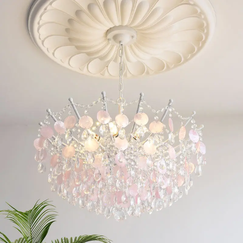 Luxury Villa Wedding Banquet Hall Crystal Chandelier AC Ceiling Light for Living Room Hotel Decor French Iron Middle Pen — view 3