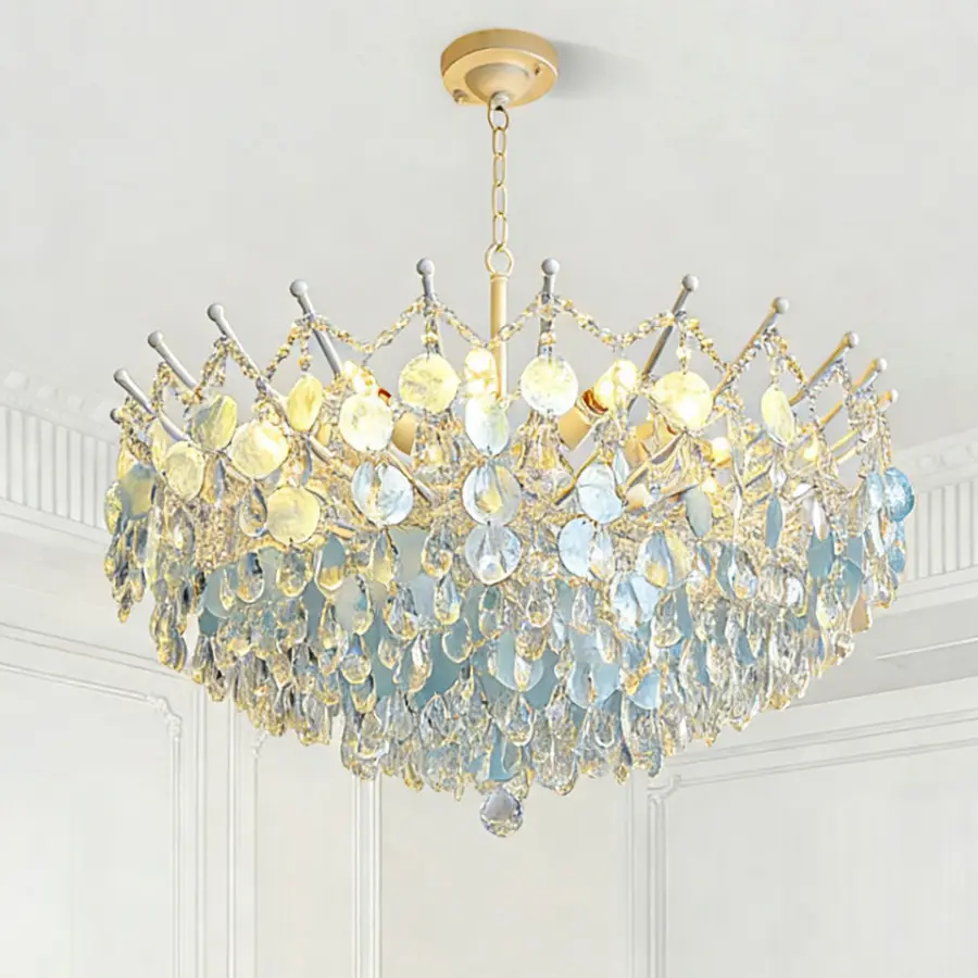 French Iron Middle Luxury Villa Home Chandelier Light Wedding Banquet Hall Crystal for Hotel Decor AC Ceiling Pendant La — view 2