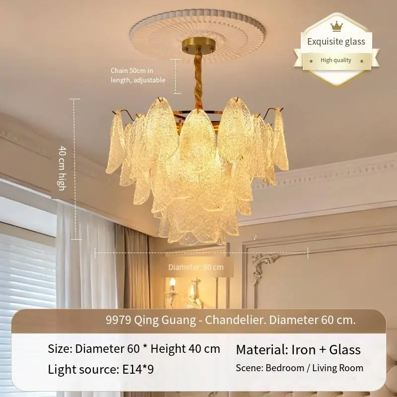 Modern Luxury Hotel Living Room Bedroom Decor Adjustable Iron Glass Pendant Ceiling Chandelier with LED Hanging Light — view 2