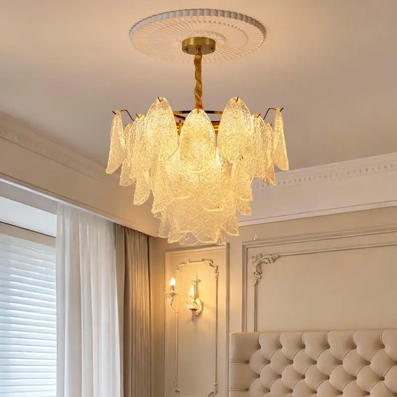 Modern Luxury Hotel Living Room Bedroom Decor Adjustable Iron Glass Pendant Ceiling Chandelier with LED Hanging Light — view 4