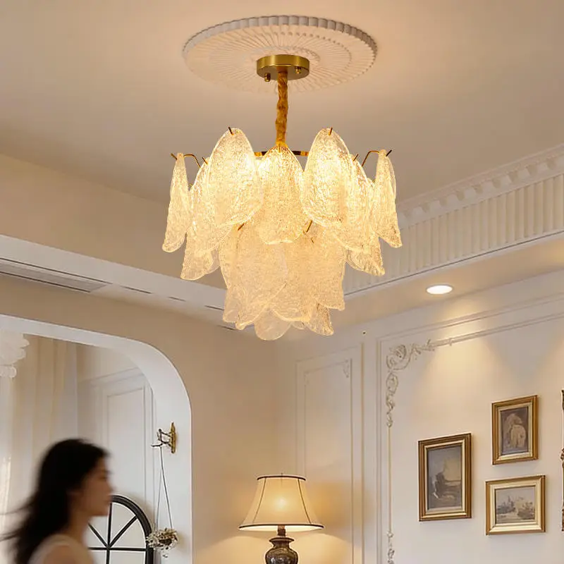 Modern Luxury Hotel Living Room Bedroom Decor Adjustable Iron Glass Pendant Ceiling Chandelier with LED Hanging Light — view 5