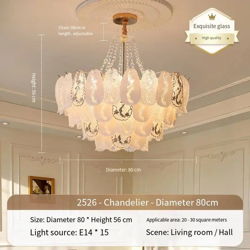 Luxury Modern Gold Iron Glass Crystal Chandelier Lamp LED Pendant Light Adjustable Height Dimmable Hanging Middle Size — view 5