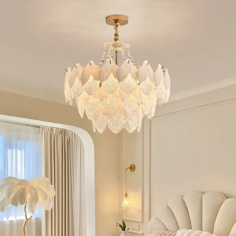 Luxury Crystal Modern Chandelier for Hotel Home Decor Adjustable Height Pendant Light Warm White LED for Living Room Bed — view 1