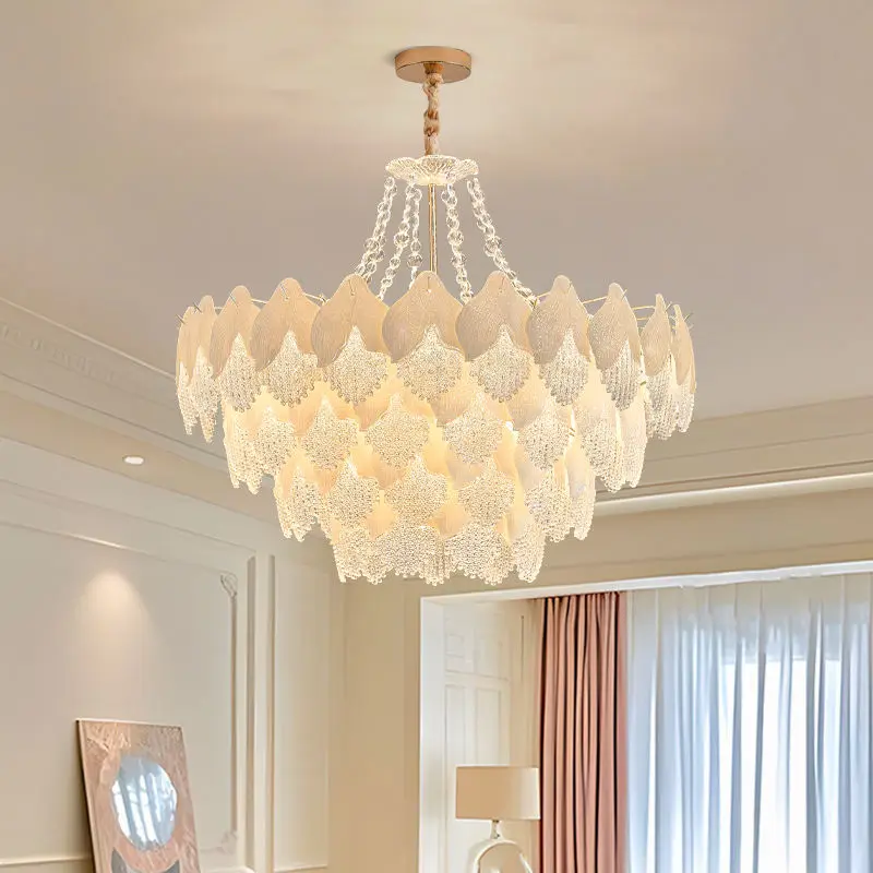 Luxury Crystal Modern Chandelier for Hotel Home Decor Adjustable Height Pendant Light Warm White LED for Living Room Bed — view 2
