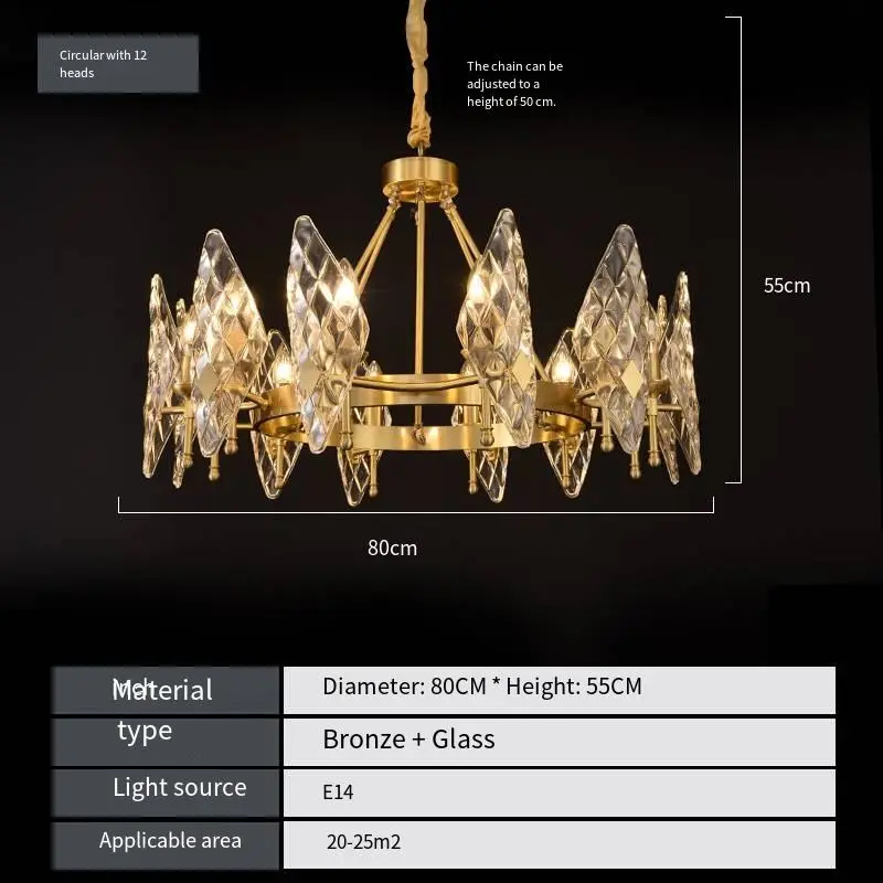 Luxury Modern Copper Glass Home Hall Decor Ceiling Chandelier Light LED LivingRoom Bedroom Hotel Villa Fixture Pendant L — view 3