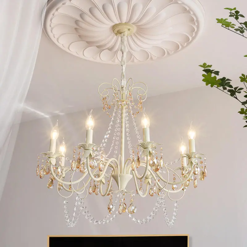 High-End LED Wedding Crystal Pendant Lamp Romantic Candle Hanging Chandelier Banquet Hall Villa Princess Room Adjustable — view 1