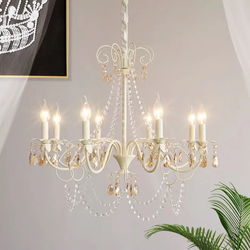 High-End LED Wedding Crystal Pendant Lamp Romantic Candle Hanging Chandelier Banquet Hall Villa Princess Room Adjustable — view 2