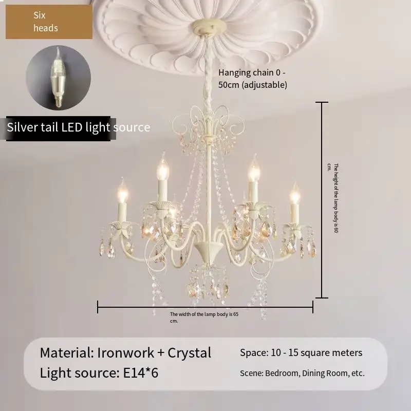 High-End LED Wedding Crystal Pendant Lamp Romantic Candle Hanging Chandelier Banquet Hall Villa Princess Room Adjustable — view 3