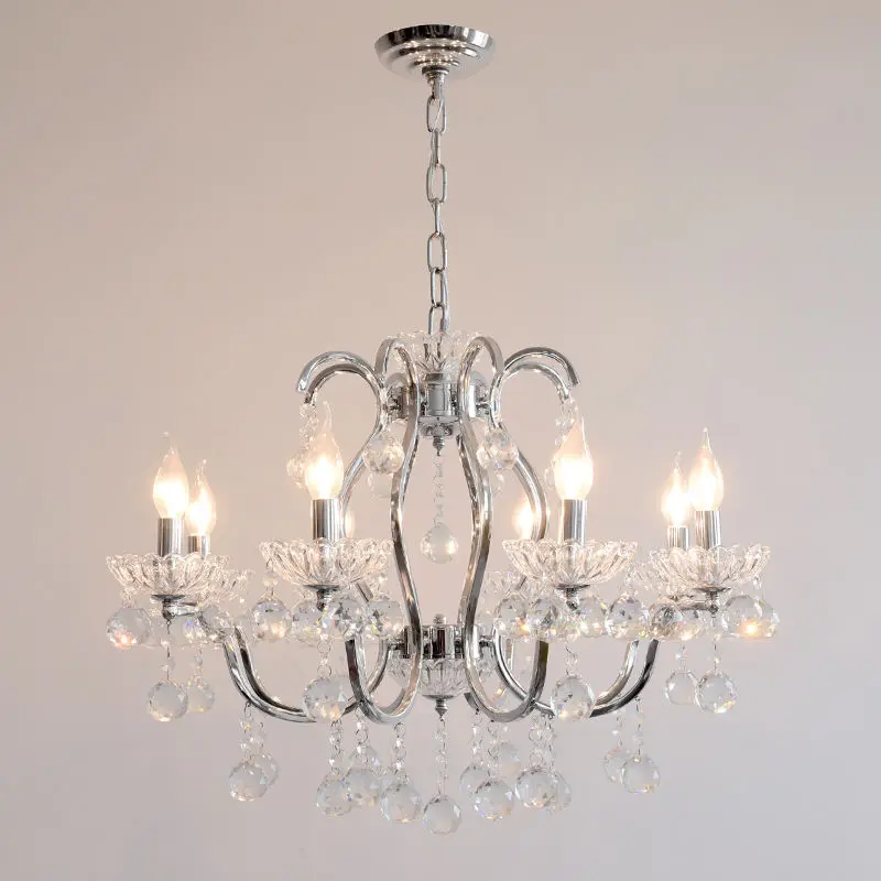 French Candle Iron Crystal Chandelier Light Modern Wedding Banquet Hall Home Hotel Villa Decor Pendant Lamp Adjustable H — view 1