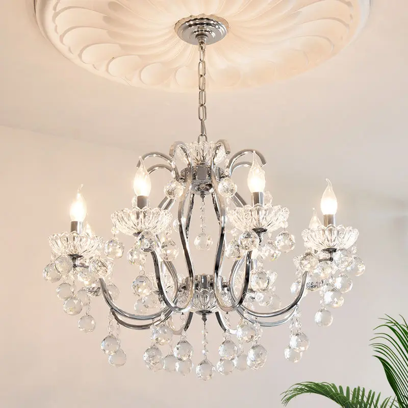 French Candle Iron Crystal Chandelier Light Modern Wedding Banquet Hall Home Hotel Villa Decor Pendant Lamp Adjustable H — view 3