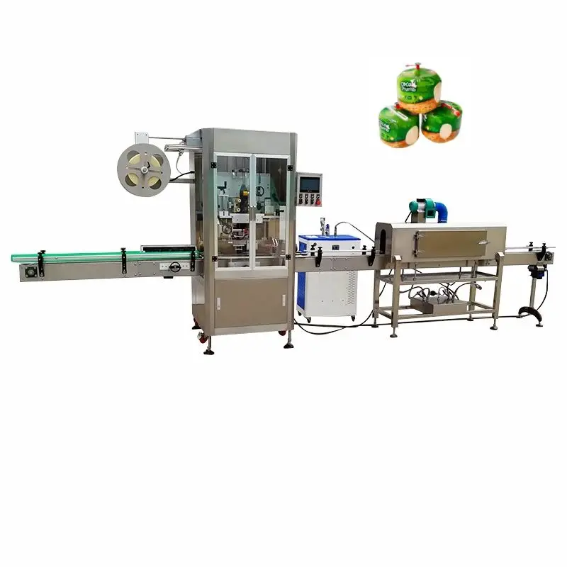 Heat Film PVC PET Label Shrink Sleeve Labeling Cotonut Packing Machine With Bottle Steam Tunnel — view 1