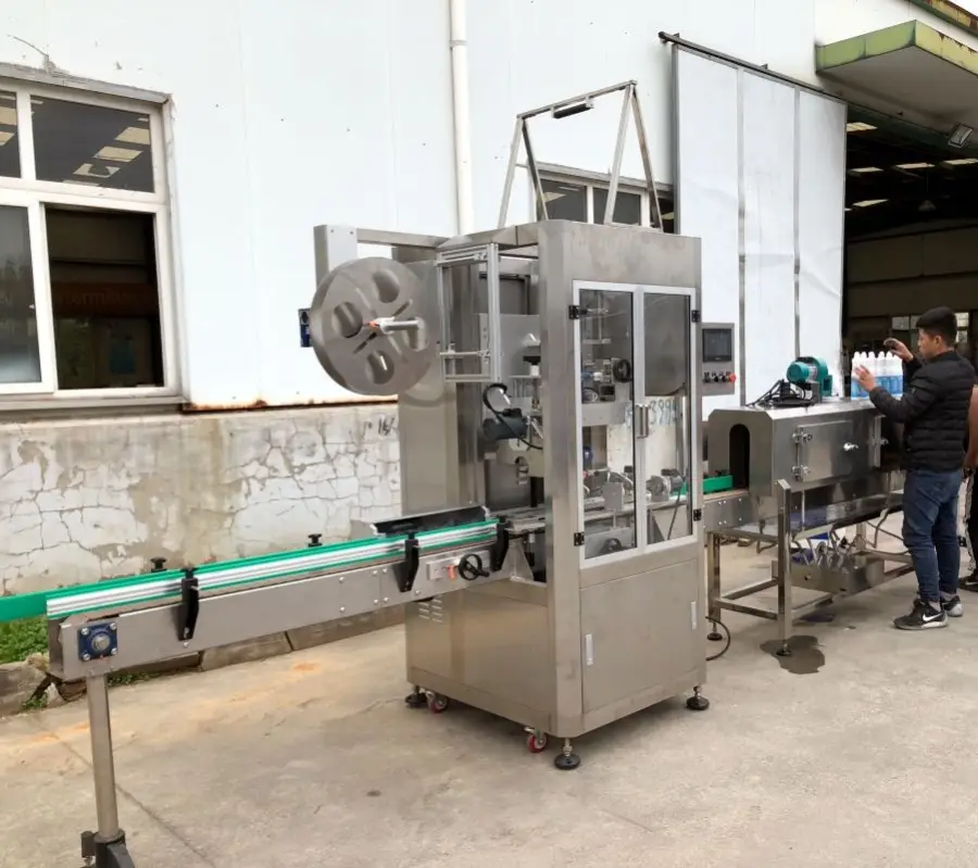 Automatic Steam Heating Tunnel Plastic Glass Bottles Jars Coconut Shrink Sleeve Labeling Machine — view 3