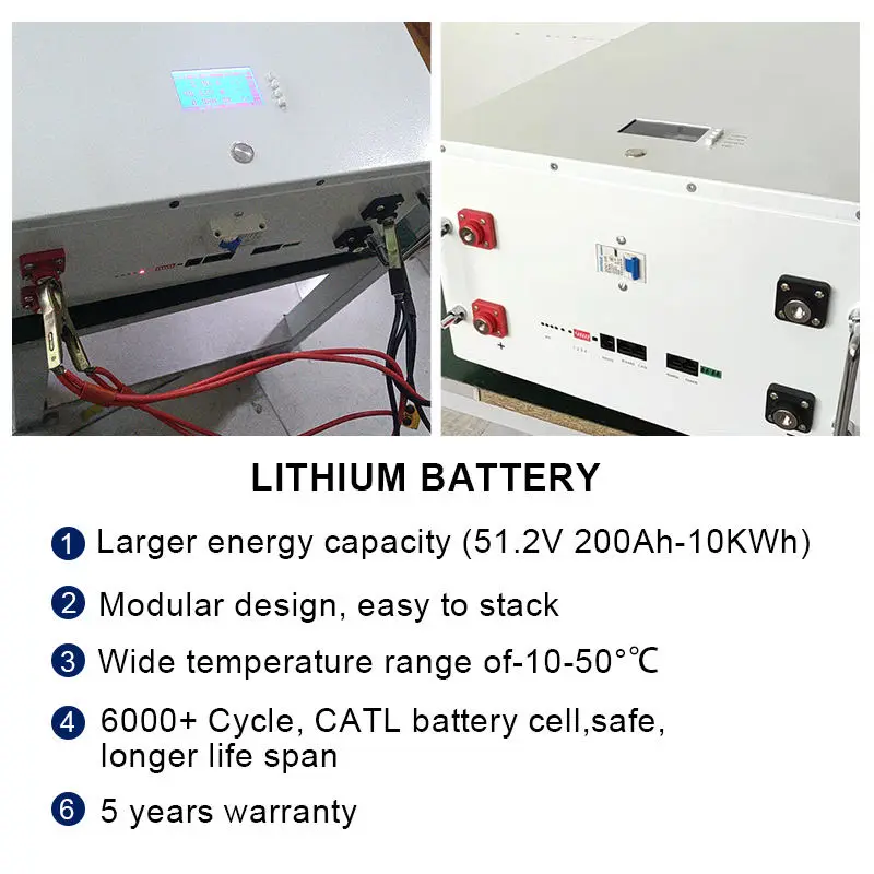 5kwh 10kwh 48 Volt Storage Power Lithium Ion 51.2v 48v 200ah Lifepo4 Battery Pack Mount Batteries Solar — view 5