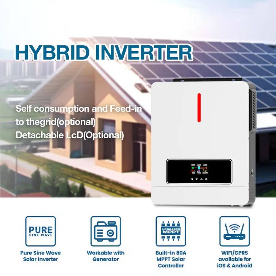 4KW 6KW 7KW 8KW 10KW Smart Dual Output on Off Grid Inverter 24V 48V Pure Sine Wave Hybrid Solar Inverter With MPPT Contr — view 4
