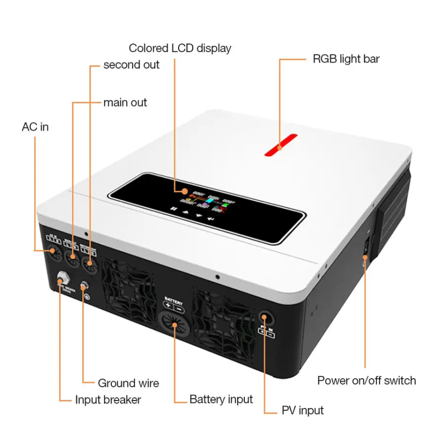 4KW 6KW 7KW 8KW 10KW Smart Dual Output on Off Grid Inverter 24V 48V Pure Sine Wave Hybrid Solar Inverter With MPPT Contr — view 2