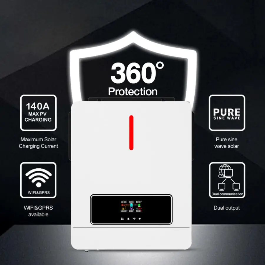 4KW 6KW 7KW 8KW 10KW Smart Dual Output on Off Grid Inverter 24V 48V Pure Sine Wave Hybrid Solar Inverter With MPPT Contr — view 5