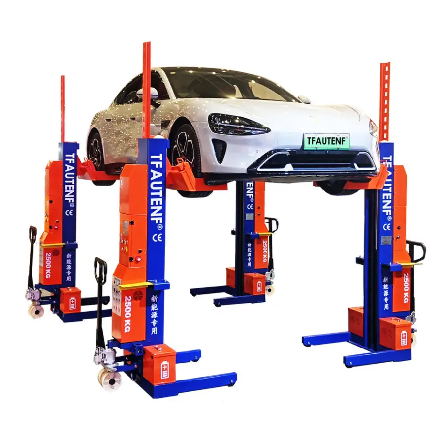Wireless Electric-hydraulic 4 Post Car Lift for Electrical Cars Mobile Column Lift with 10t Lifting Capacity — view 4