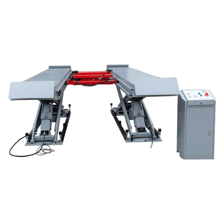 Under Ground Type Hydraulic Big Auto Scissor Lift / Lifter for Wheel Alignment Services With a Rolling Jack — image 6