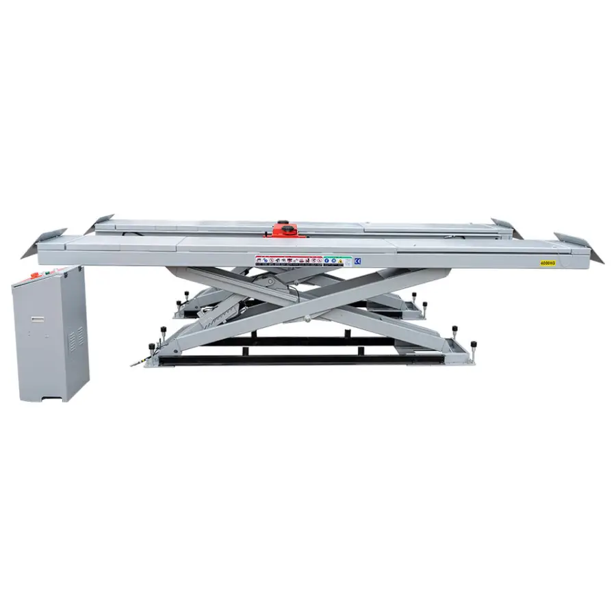 Under Ground Type Hydraulic Big Auto Scissor Lift / Lifter for Wheel Alignment Services With a Rolling Jack — image 7