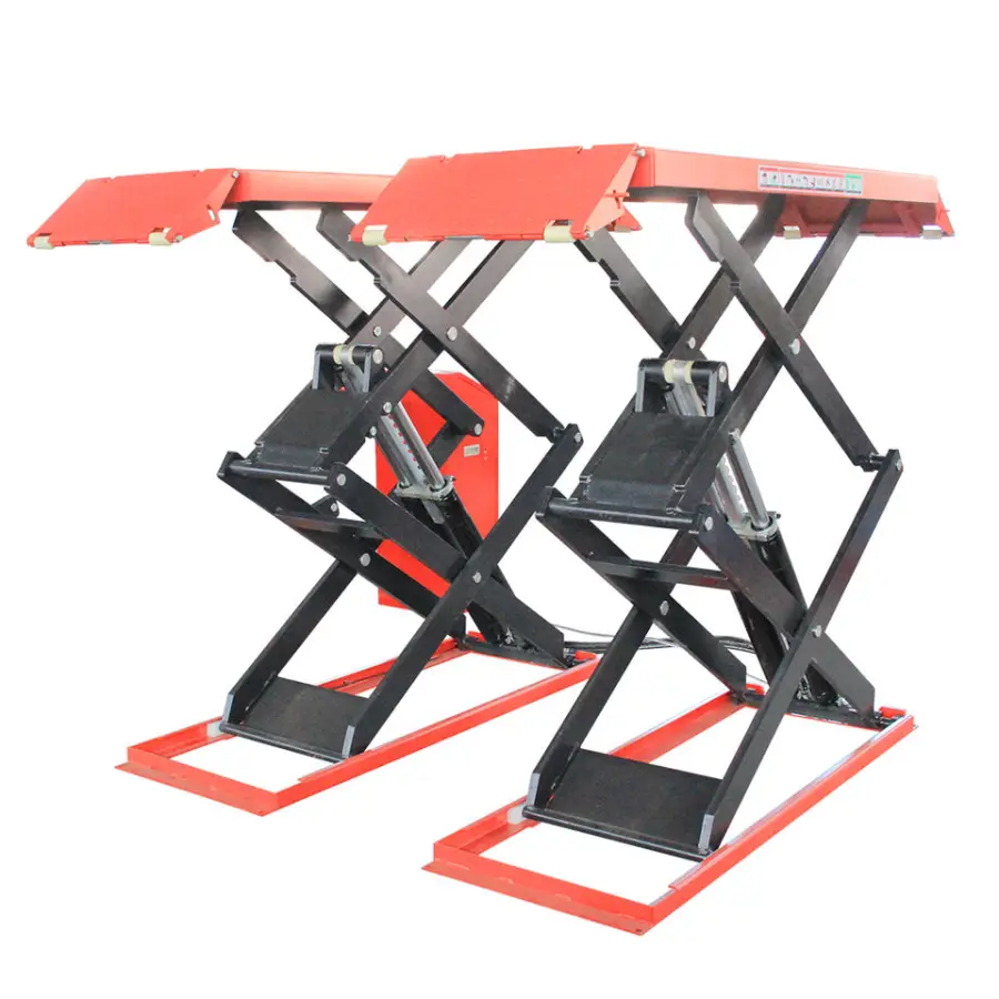 TFAUTENF Electrical Hydraulic Super Thin Car Scissor Lift Workshop Use Full Rise Scissor Car Lift Auto Lifter — view 1