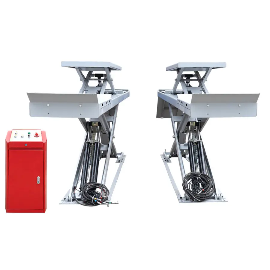 TFAUTENF Hydraulic on Ground Type Big Auto Scissor Car Lift / Elevator / Hoist with Second Lifter — image 4