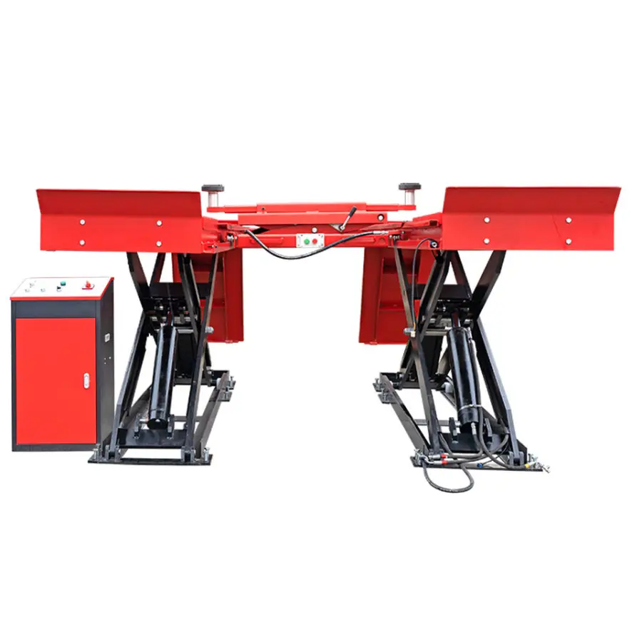 TFAUTENF Hydraulic 4 Tons On-ground Car Alignment Scissor Lift for Auto Workshop Wheel Aligner with Rolling Jack — image 2