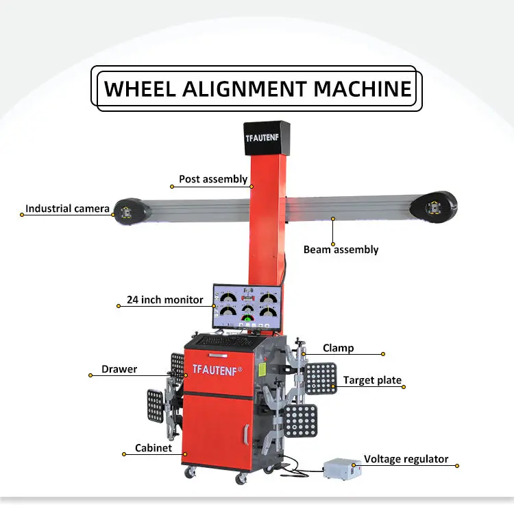 TFAUTENF CE Workshop Equipment Garage Equipment 3d Wheel Alignment Machine with Hydraulic 4 Post Car Lift — image 6