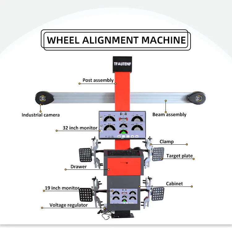 TFAUTENF CE Workshop Equipment Garage Equipment 3d Wheel Alignment Machine with Hydraulic 4 Post Car Lift — image 7