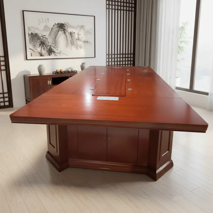 Large Solid Wood Veneer Painted Oval Conference Table for Meeting Rooms — view 1