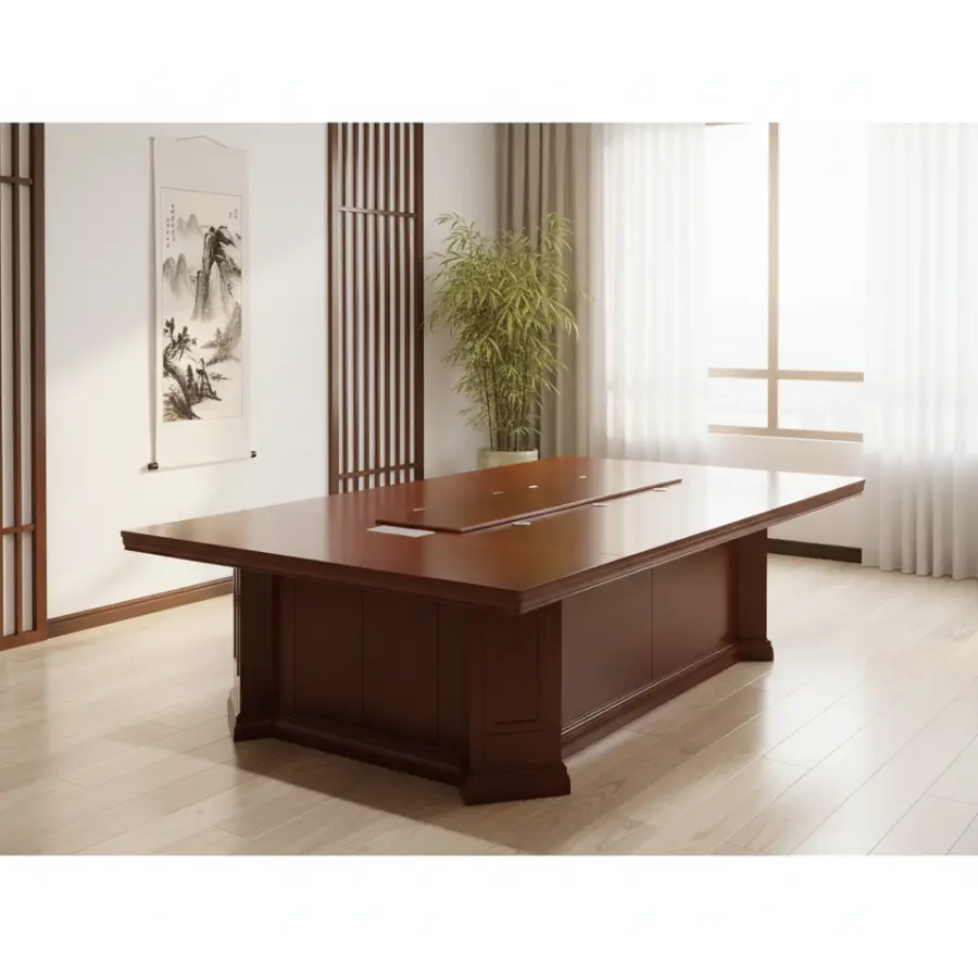 Large Solid Wood Veneer Painted Oval Conference Table for Meeting Rooms — image 4