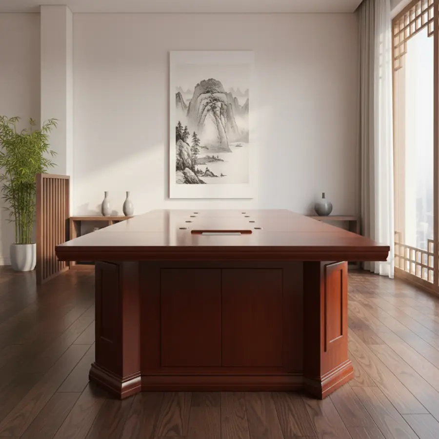 Large Solid Wood Veneer Painted Oval Conference Table for Meeting Rooms — image 5