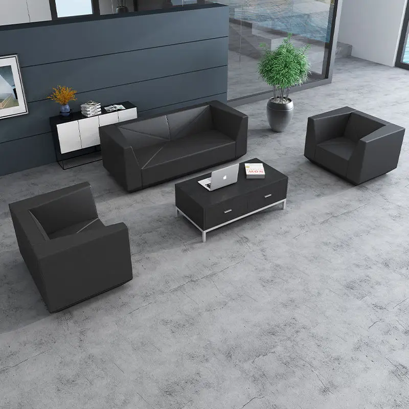 Office Furniture Commercial Modern Reception Sofa Office Couch Leather Office Sofa Set Furniture — view 1