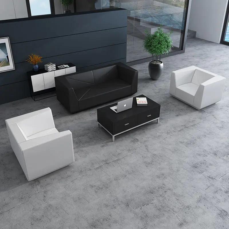 Office Furniture Commercial Modern Reception Sofa Office Couch Leather Office Sofa Set Furniture — image 4