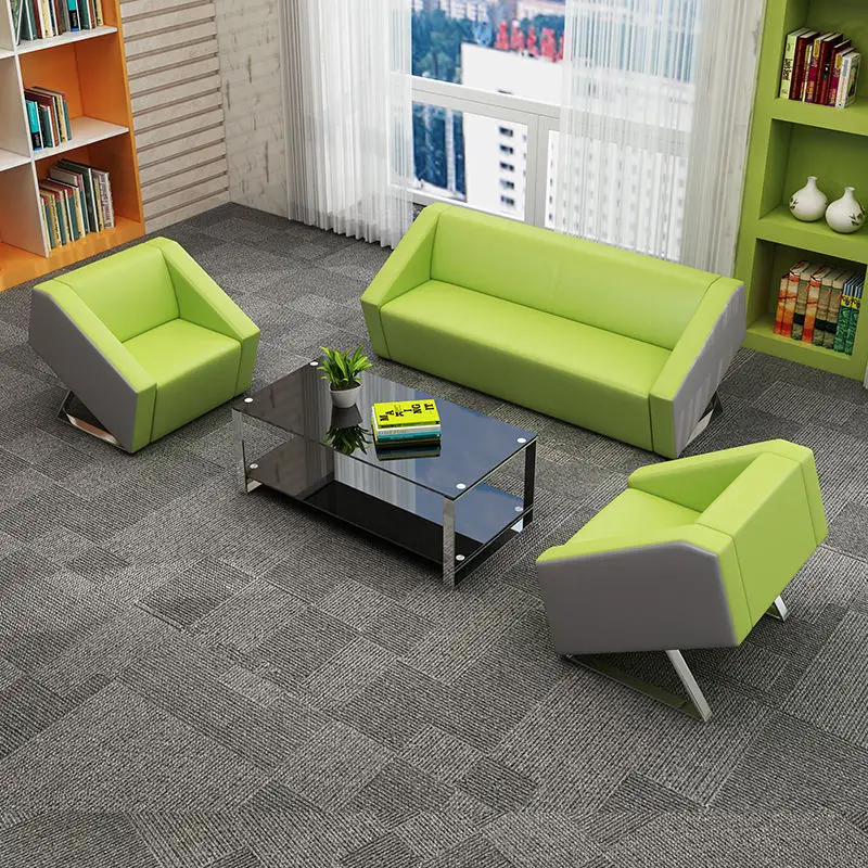 Office Furniture Commercial Modern Reception Sofa Office Couch Leather Office Sofa Set Furniture — image 4