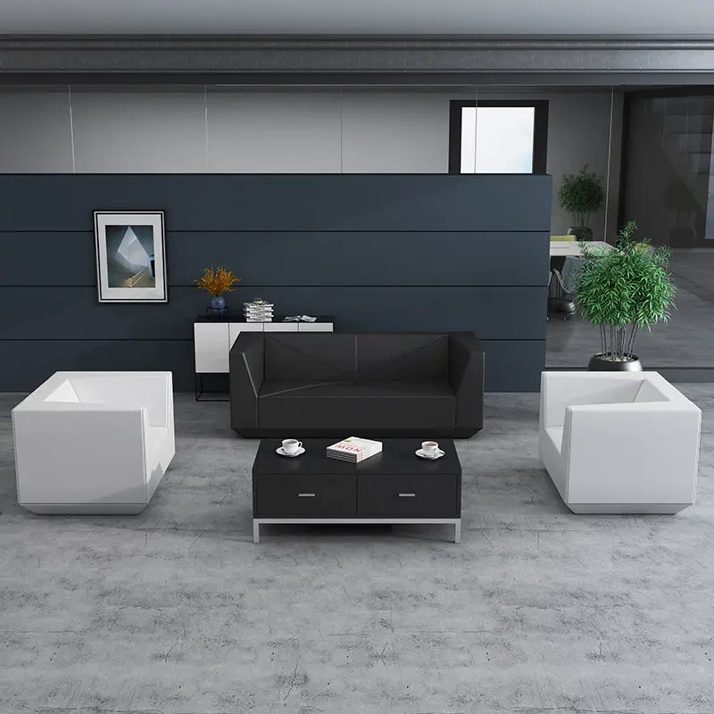 Office Furniture Commercial Modern Reception Sofa Office Couch Leather Office Sofa Set Furniture — image 5