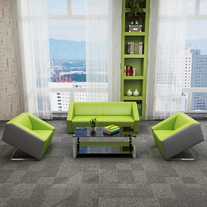 Office Furniture Commercial Modern Reception Sofa Office Couch Leather Office Sofa Set Furniture — image 5