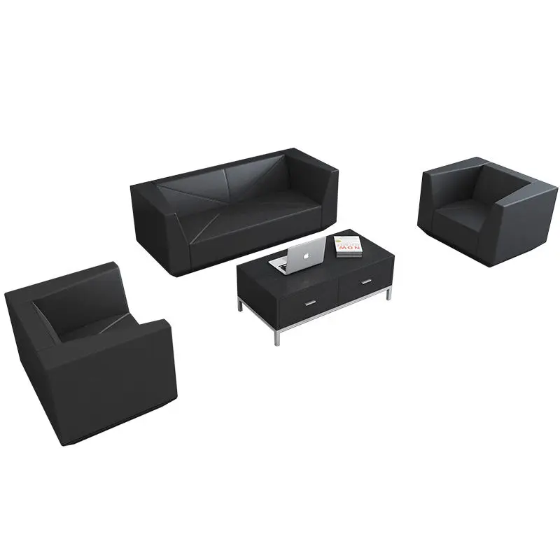 Office Furniture Commercial Modern Reception Sofa Office Couch Leather Office Sofa Set Furniture — image 6
