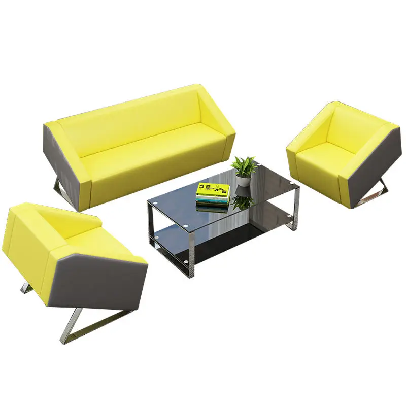 Office Furniture Commercial Modern Reception Sofa Office Couch Leather Office Sofa Set Furniture — image 6