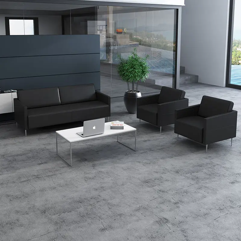 Office Furniture Commercial Modern Reception Sofa Office Couch Leather Office Sofa Set Furniture — image 3