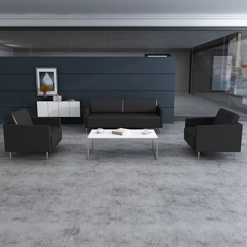 Office Furniture Commercial Modern Reception Sofa Office Couch Leather Office Sofa Set Furniture — image 4