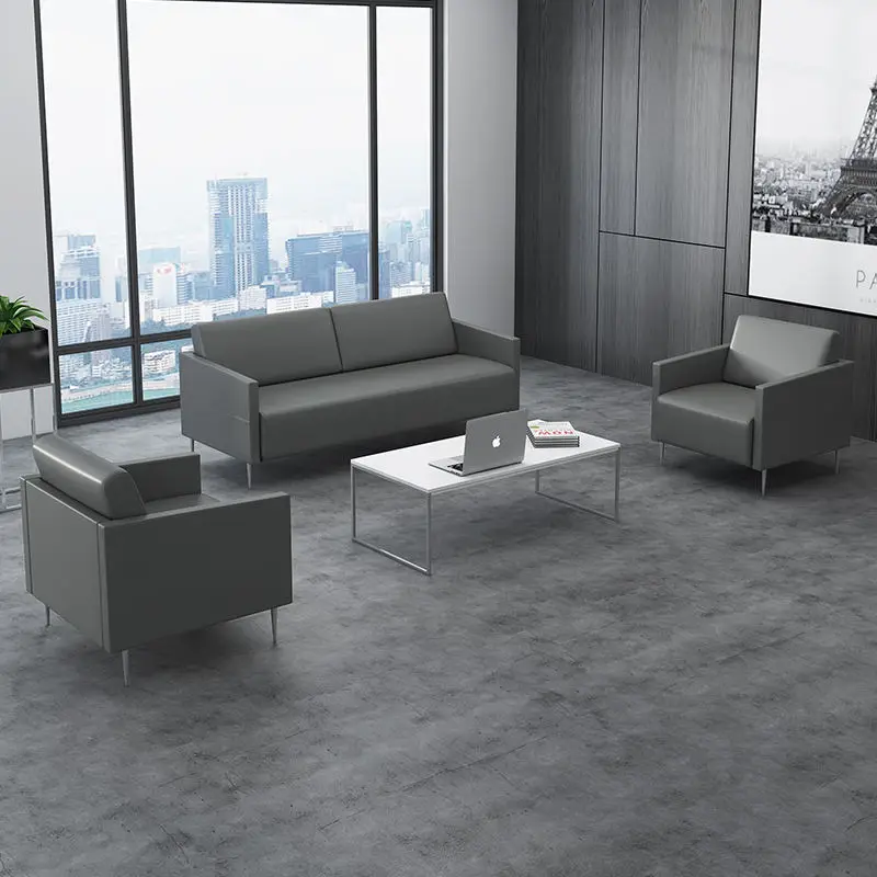 Office Furniture Commercial Modern Reception Sofa Office Couch Leather Office Sofa Set Furniture — image 5