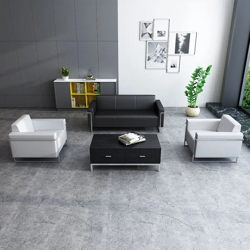 Office Furniture Commercial Modern Reception Sofa Office Couch Leather Office Sofa Set Furniture — image 3