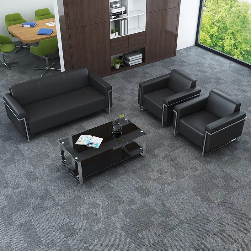 Office Furniture Commercial Modern Reception Sofa Office Couch Leather Office Sofa Set Furniture — image 4