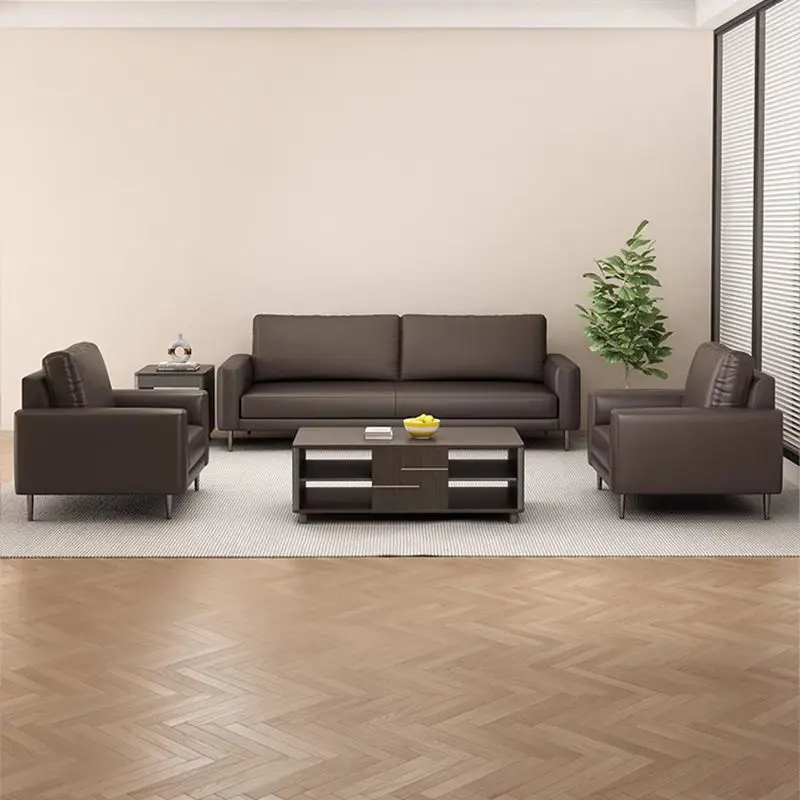 Office Furniture Commercial Modern Reception Sofa Office Couch Leather Office Sofa Set Furniture — image 4
