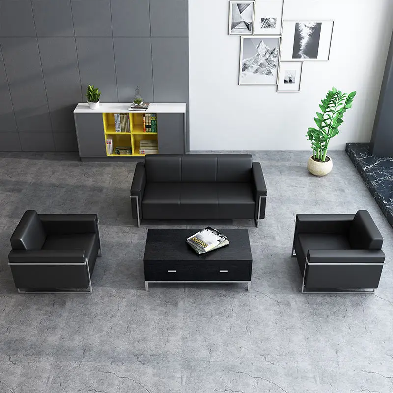 Office Furniture Commercial Modern Reception Sofa Office Couch Leather Office Sofa Set Furniture — image 5