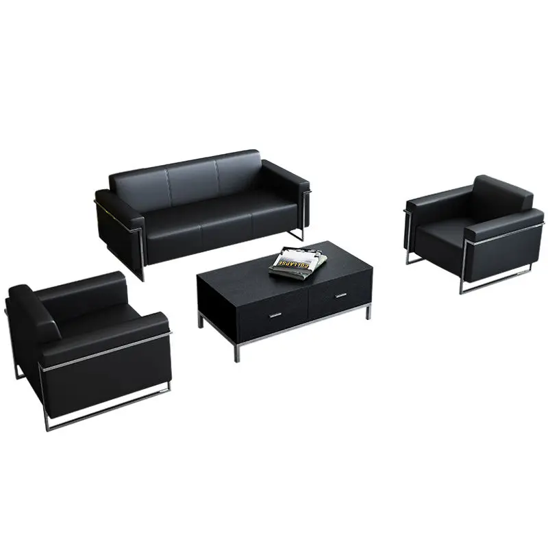 Office Furniture Commercial Modern Reception Sofa Office Couch Leather Office Sofa Set Furniture — image 6