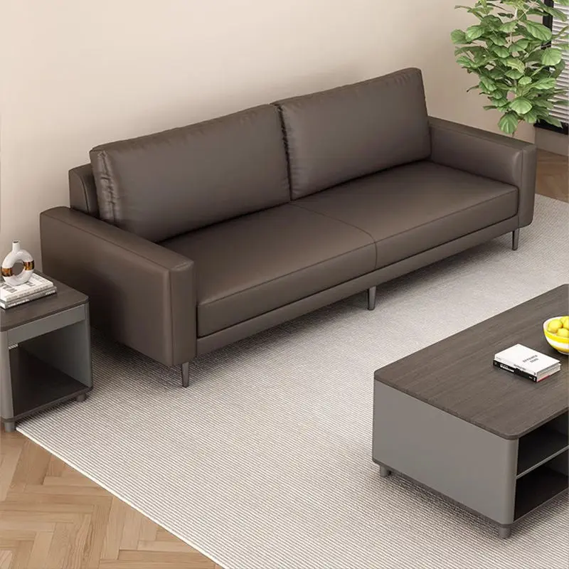 Office Furniture Commercial Modern Reception Sofa Office Couch Leather Office Sofa Set Furniture — image 5