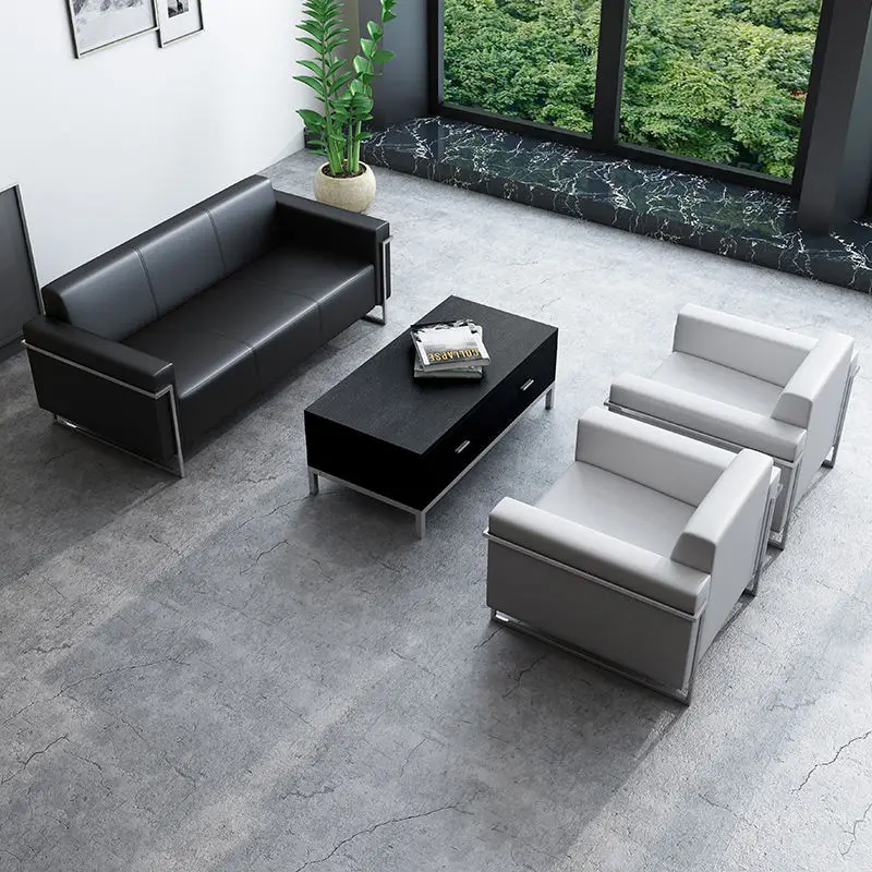 Office Furniture Commercial Modern Reception Sofa Office Couch Leather Office Sofa Set Furniture — image 7