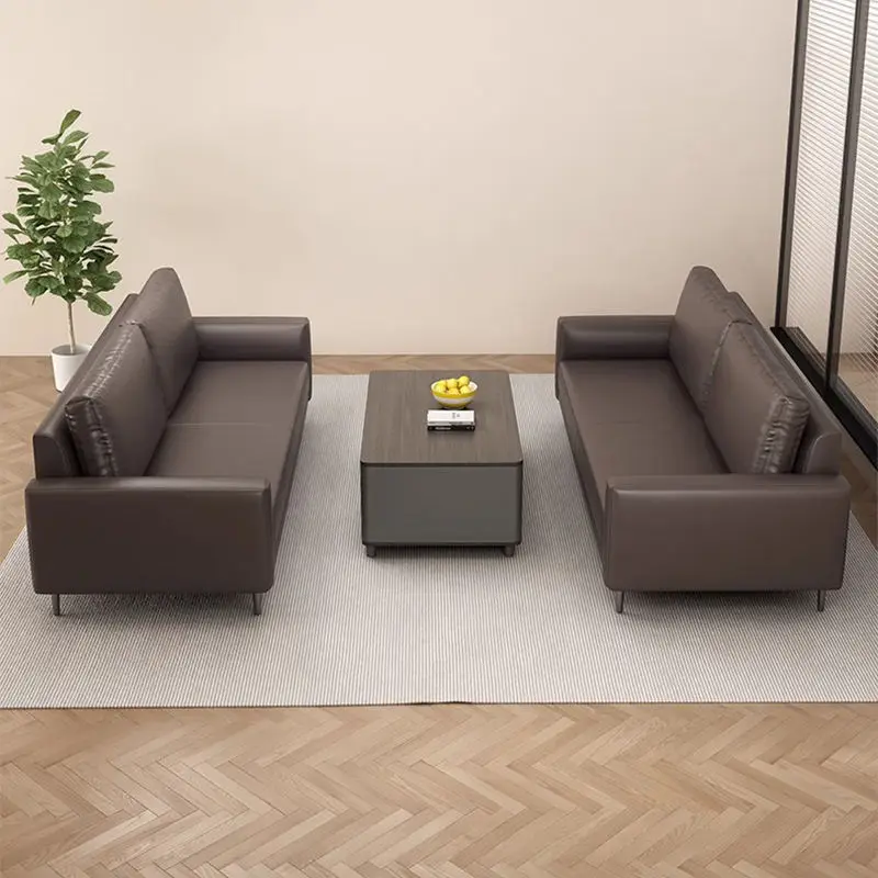 Office Furniture Commercial Modern Reception Sofa Office Couch Leather Office Sofa Set Furniture — image 6